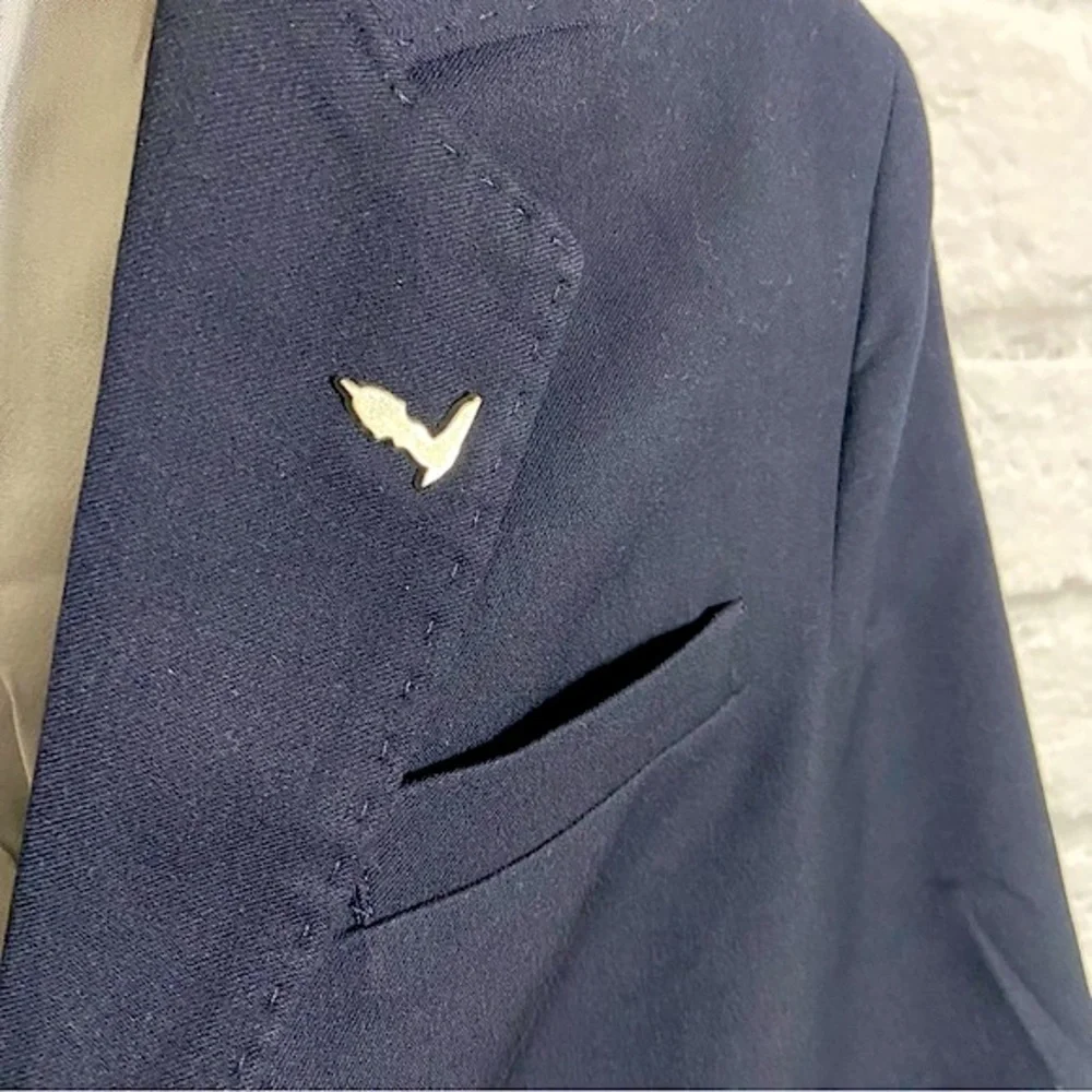 Trussardi Boy's 10 Navy Blue Wool Blend 2 Button Blazer